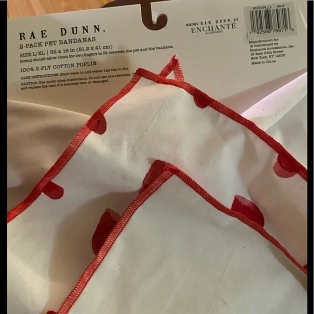 Rae Dunn Puppy Love Doggie Bandanas L/XL NEW